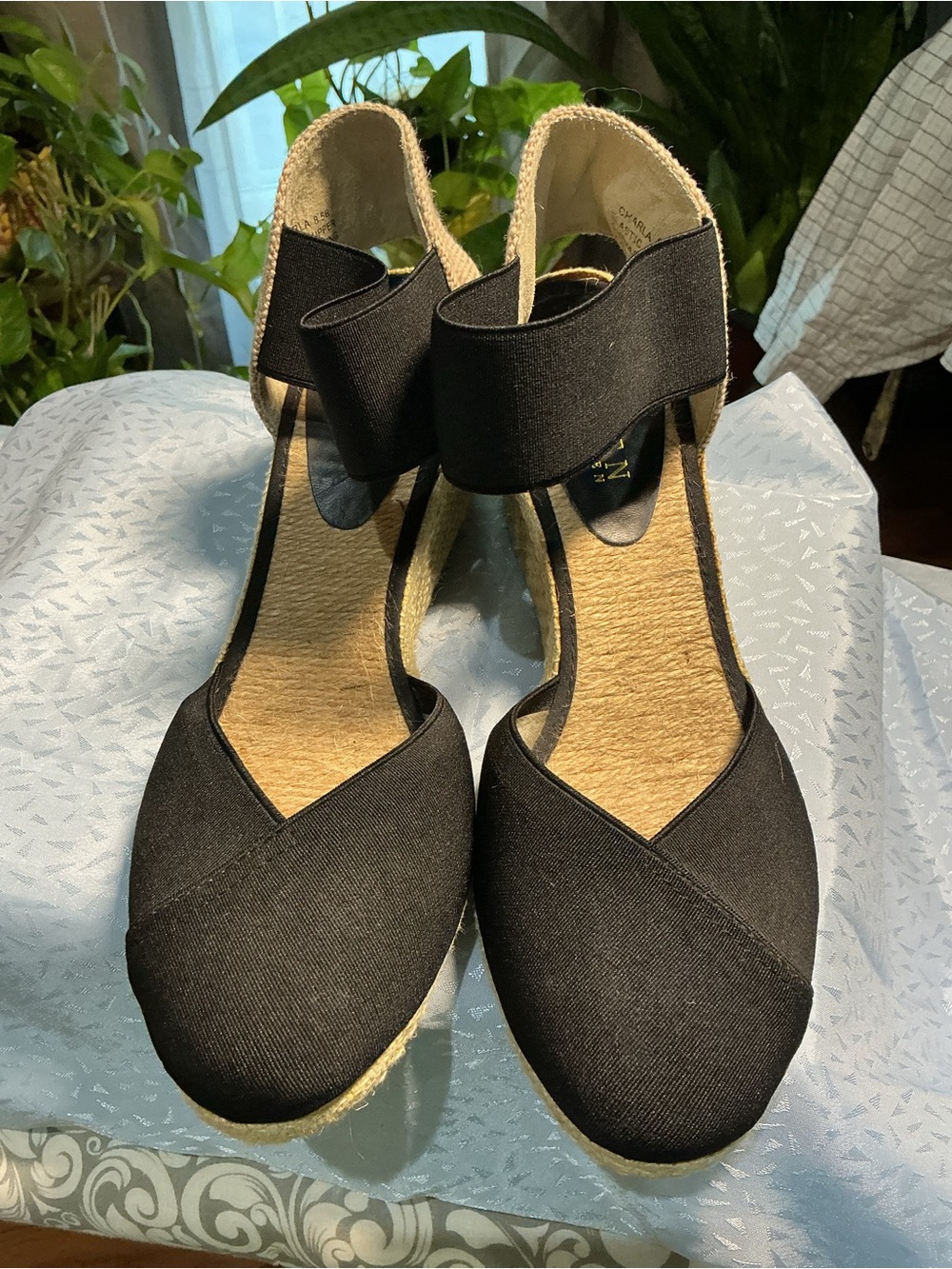 Lauren Ralph Lauren Black Espadrille Wedge Sandals